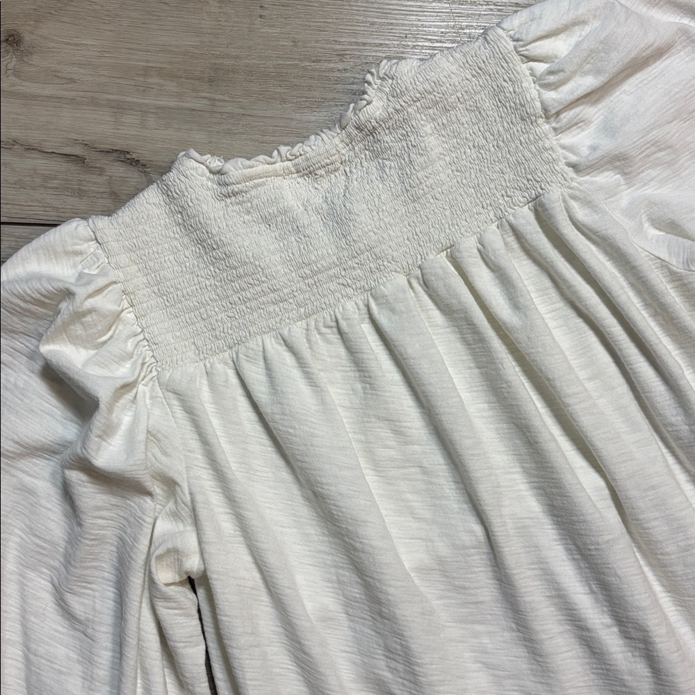 Nation LTD Los Angeles Off White Smocked Ruffled Collar Top - Picture 9 of 9